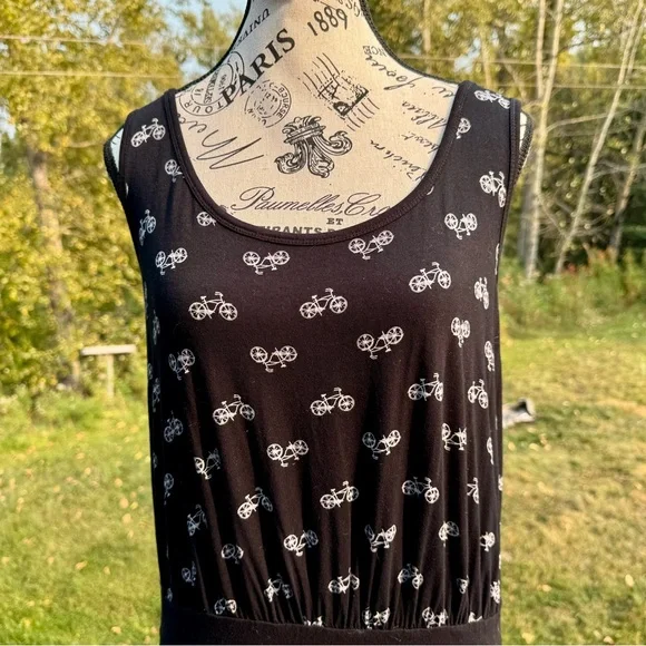 Torrid Black Midi Dress with White Bicycle Design - Picture 6 of 15